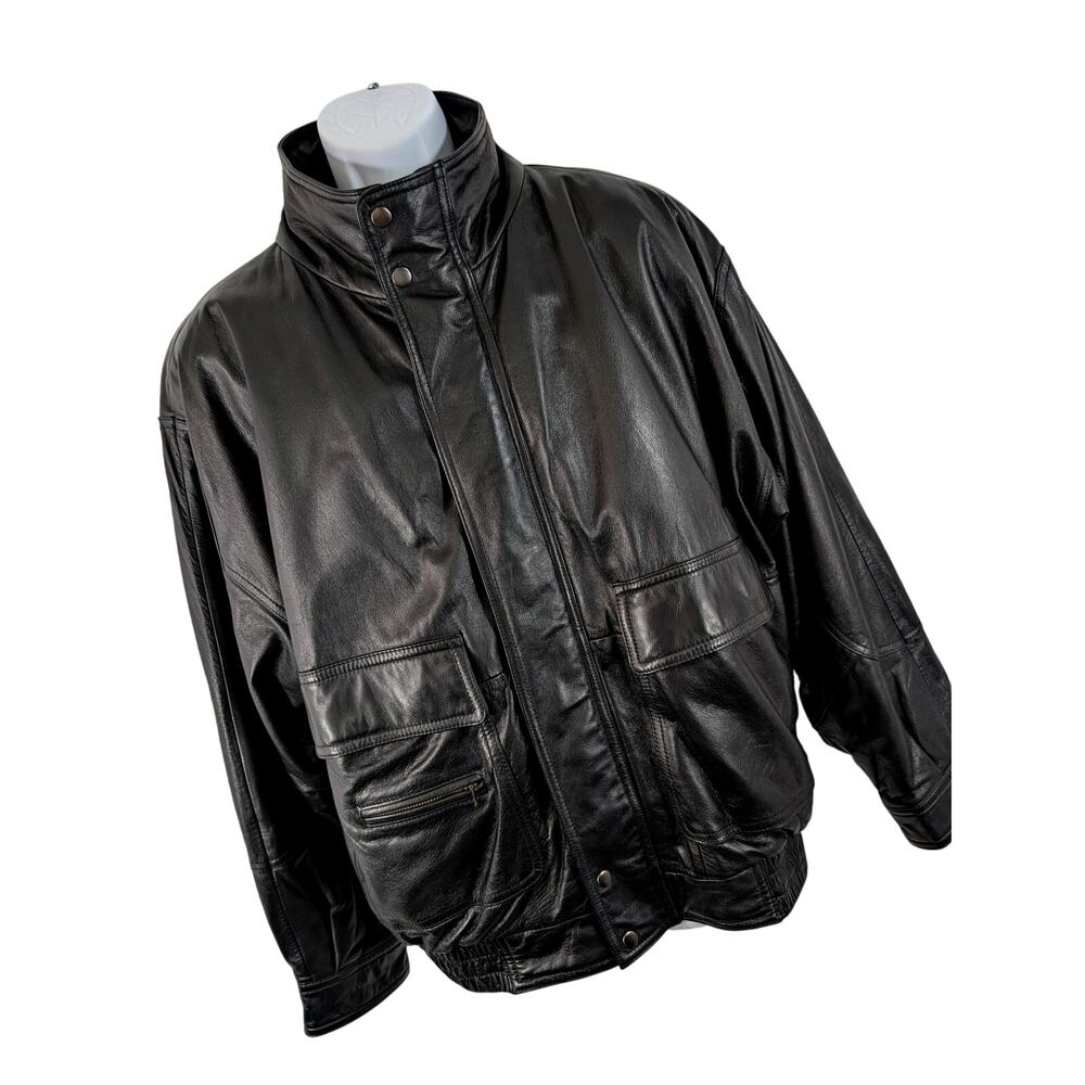 MEMBERS ONLY! LUSCIOUS BLACK HIGH QUALITY BLACK GENUINE LEATHER JACKET, COAT! L